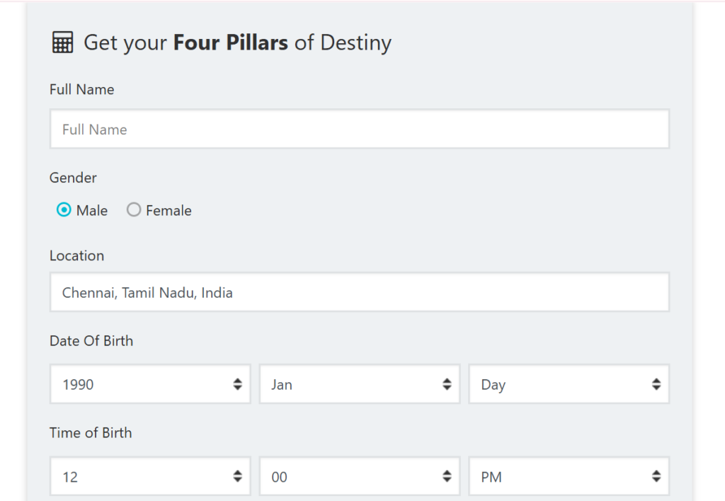kalkulator BaZi gratis