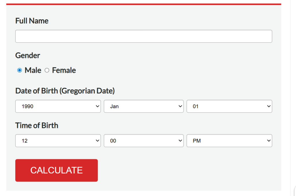 kalkulator BaZi gratis