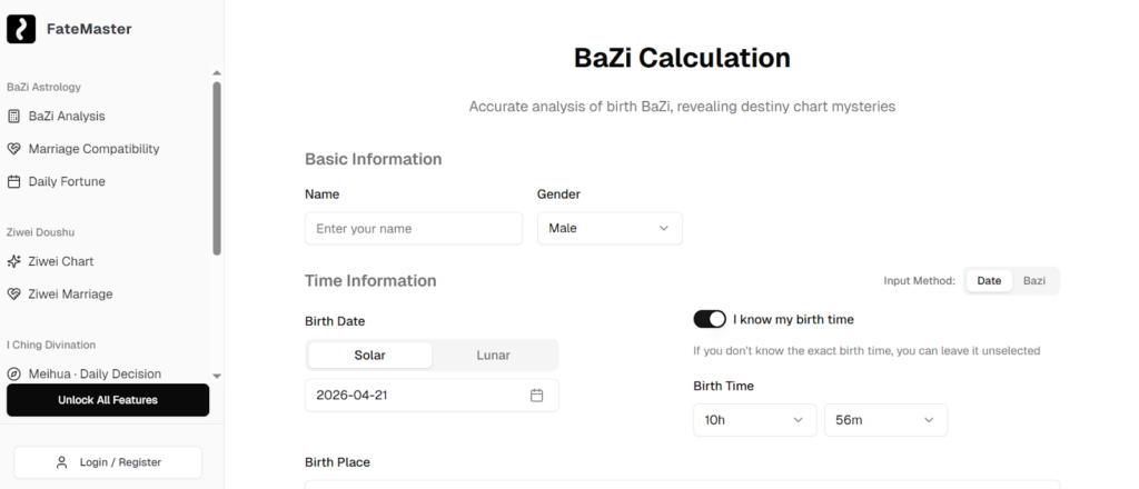 kalkulator BaZi gratis