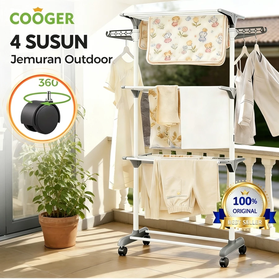 Jemuran Lipat: COOGER Jemuran Baju Stainless Steel Lipat 