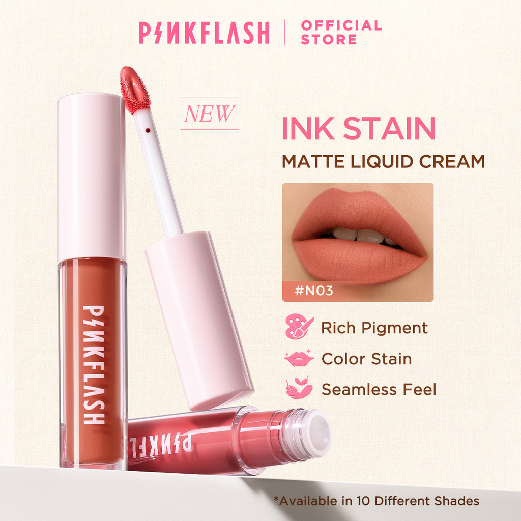 PINKFLASH Ink Stain Matte Liquid Lip Cream (Diskon 52%)